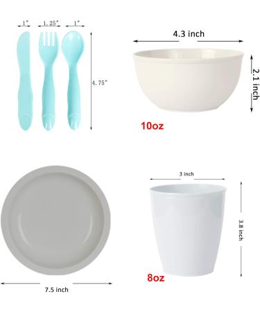Youngever 54-Piece Plastic Children's Tableware Set | Reusable Toddler Dinnerware in 9 Colors International Shipping Available - Buy Online on GoSupps.com