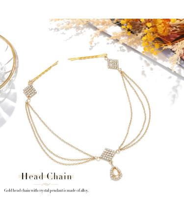 Rhinestone Gold Wedding Head Chain | Bohemian Crystal Headpiece for Women - Buy Online on GoSupps.com