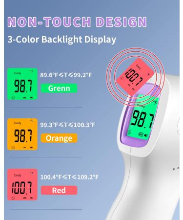 No-Touch Digital Forehead Thermometer | Fever Indicator, Alarm, LCD Display | Rechargeable for Baby, Adults | Purple - Buy Online on GoSupps.com