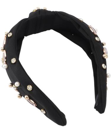 Knotted Headband Wide Knotted Headband with Top Knot Design for Festivals and Everyday Wear (Black) - Buy Online on GoSupps.com