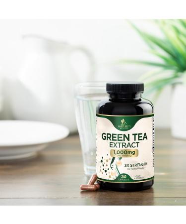 Green Tea Extract Capsules 1000 mg - Standardized 45% EGCG & 98% Polyphenols - 3X Strength Green Tea Pills for Natural Energy - Supports Heart Health Herbal Supplement Vegan Non-GMO - 240 Capsules 240 Count (Pack of 1) - Buy Online on GoSupps.com