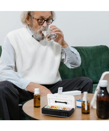 Pill Dispenser with Alarm - Smart Pill Box with Up to 7 Alarms a Day, 6 Compartments, Pill Reminder for Elderly - White - Buy Online on GoSupps.com