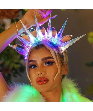 Zoestar Light Up Headband LED Crown Headbands Goddess of Liberty Glowing Hair Hoop Party Rave Hair Accessories for Women and Girls (A) - Buy Online on GoSupps.com