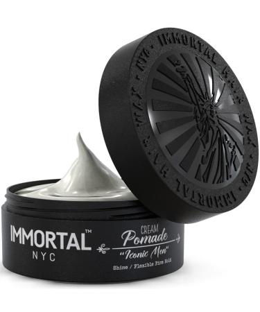 IMMORTAL NYC Hair Styling Pomade - Iconic Man, Flexible Medium Hold, Low Shine Pomade - Mens Water Based, No Residue Hair Balm - All Natural Pomade Cream for All Hair Types