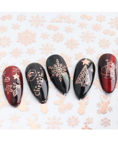 9 Sheets Christmas Nail Art Stickers Decals - Self-Adhesive Snowflake & Rose Gold Designs for Winter Holiday - Nail Supplies & Accessories - Buy Online on GoSupps.com