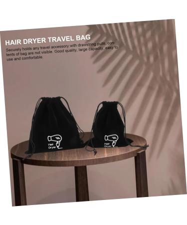 BIUDECO 2pcs Storage Bag Drawstring Closure Cover Makeup Storage Organizer Mini Hairdryer Bag Velvet Black - Buy Online on GoSupps.com