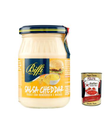 Italian Gourmet E.R. Biffi Cheddar Salsa Set of 6 sauces ideal for nachos sandwiches and hamburgers 180g + Italian gourmet polpa 400g