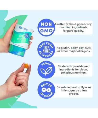 FIRST DAY Toddler Multivitamin Gummies (Ages 2-3)| Kids Multivitamin Gummies with Vitamins A C D3 B2 B12 Choline Folate and 21 Organic Superfoods| (30 Day Supply) - Buy Online on GoSupps.com