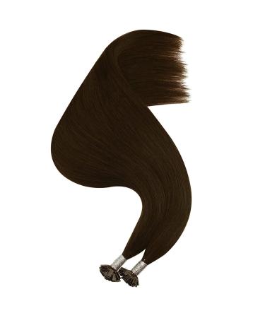 Ugeat Keratin Hair Extensions - 40cm Flat Tip Dark Brown 50g Real Human Hair 16 Inch Bonding Extensions - Buy Online on GoSupps.com