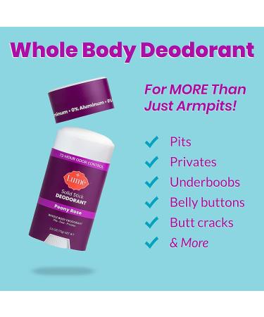 Lume Solid Deodorant Stick - 2.6 oz Whole Body Natural Deodorant (Peony Rose) - Buy Online on GoSupps.com
