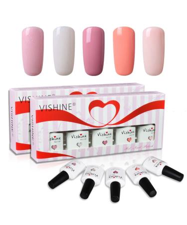 Vishine Soak Off UV LED Gel Nail Polish Multicolor Varnish Gift Set Of 5pcs X 10ml for Nail Art TX010