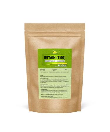 Betain (TMG/Trimethylglycin) premium quality without additives Betaine Anhydrous (water -free) vegan tasteless 250 g powder in the bag bonemis