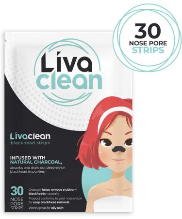 Livaclean 30 CT Charcoal Blackhead Remover Pore Strips - Blackhead Remover Strip - Black Head Nose Strips Black Head Remover Stripes - Buy Online on GoSupps.com