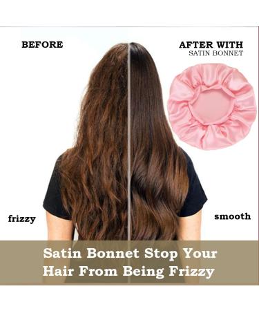 2 Pack Satin Silk Bonnet for Sleeping - Black Pink Hair Bonnets for Black Women - Curly Hair Braids Sleep Caps with Elastic Band - Buy Online on GoSupps.com