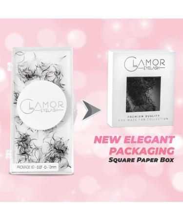 Glamoreyelash 500 Promade Fans Loose Paper Box | Natural 5D-8D-10D Eyelash Extension | Handmade Mink Lashes | C D Curl for Cat Eye | 8-16mm Length - Buy Online on GoSupps.com