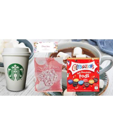 Temas Celebrations Hot Chocolate Pods Gift Set includes Celebrations Hot Chocolate pods (8 pods) Short Bread Biscuit Marshmallows Reusable Coffee Cup & Sleeves Hot Chocolate Stirrers |Easter - Buy Online on GoSupps.com