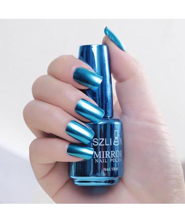 Blue Nail Polish Chrome Metal Nail Varnish Mirror Quick Dry Metallic Effect No UV Needed Nail Art Polish Chrome Nail Polish - Buy Online on GoSupps.com