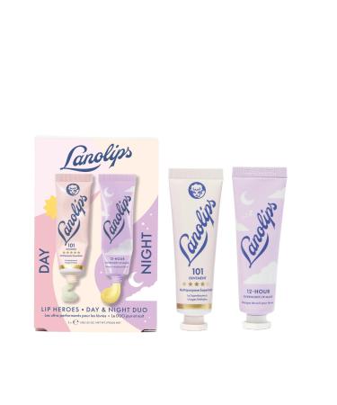 Lanolips 101 Lanolin Lip Balm & Overnight Lip Mask Duo - Heroes Kit for Complete Day to Night Care - Deeply Hydrating Moisturizer Set with Pure Lanolin Oil (2 Count)