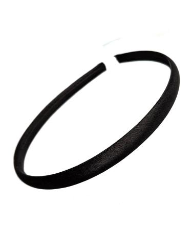 Girls 1cm Black Satin Plastic Alice Band Hair Band School Headband No Teeth for Women Girls by Glitz4Girlz