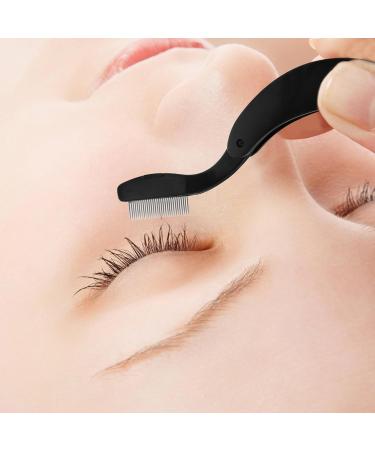 PATKAW Eyelash Comb Eyelash Shaper Foldable Eyebrow Brush Eyebrow Eyelash Makeup Grooming Tool for Women Girls Cosmetic Travel Black - Buy Online on GoSupps.com