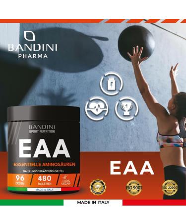 Bandini EAA Amino Acids Complex - 480 Vegan High-Dose Tablets | 9 Essential Amino Acids | Pre & Post Workout Booster | Tasteful Additive-Free Non-GMO - Buy Online on GoSupps.com
