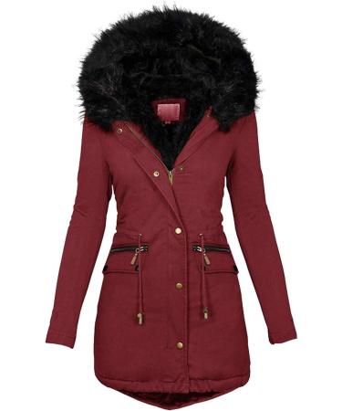 Shop Hanxiulin Oversized Winter Coat & Plush Jacket for Women | Stylish Hooded Fleece Sweater - XL Wine - Buy Online on GoSupps.com