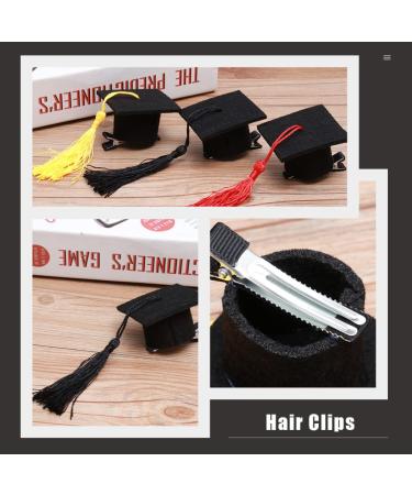 NUOBESTY 2Pcs Graduation Hat Hair Clip Set - Black Doctoral Cap Hairpins for Graduation Accessories - Buy Online on GoSupps.com