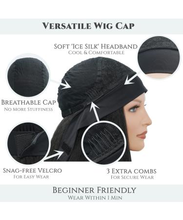 Aminow Kinky Straight Headband Wig - Soft & Natural Human Hair Look - Glueless Long Black Italian Yaki Half Wig 14 for Black Women - Buy Online on GoSupps.com