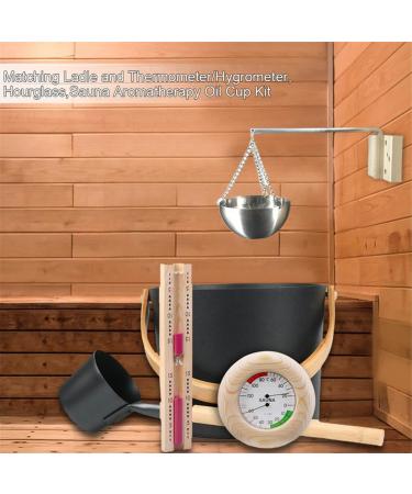 Sauna Accessories Kit Complete Aluminum Bucket Set with Ladle Thermometer/Hygrometer/Sauna Bucke/Hourglass Great for Sauna and Spa 7L - Buy Online on GoSupps.com