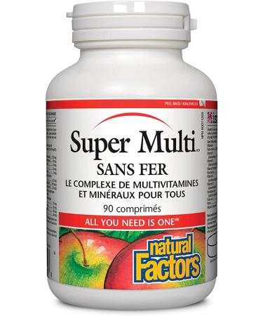 Natural Factors Super Multi Iron Free - 90 Tablets | Essential Vitamins & Minerals - Buy Online on GoSupps.com