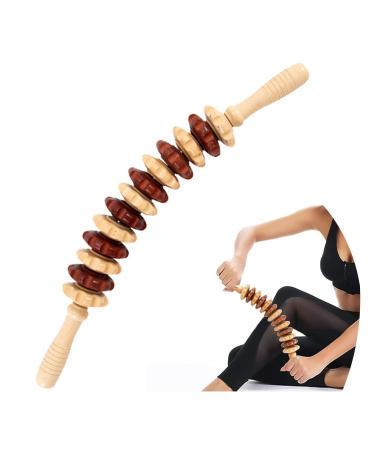 Premium massage roller wood set - anti cellulite massage massage device massage roller scooter with handle thigh mason therapy for loosening deep tissue suitable for neck