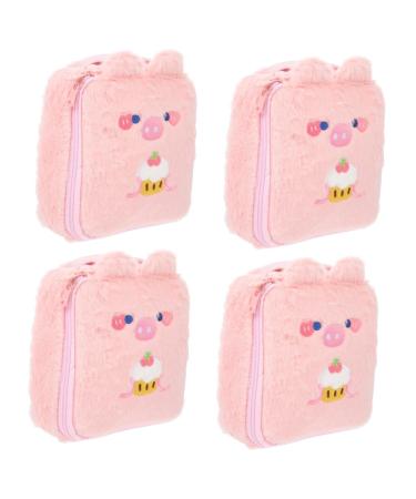 Healeved 4 pieces plush storage bag tampon bag holder women period plush rabbit cosmetics bag bag for women's bands in the open mini-nacelle Miss Hasen ears Pad pocket