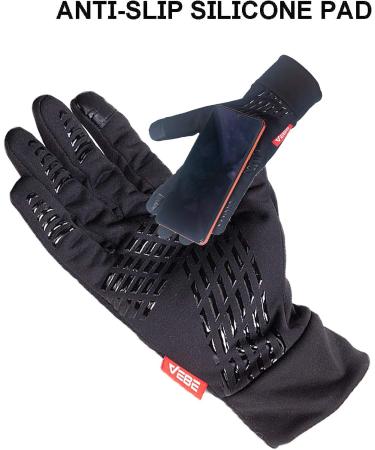 VEBE Lightweight Winter Gloves - Waterproof & Windproof Touch Screen Cold Weather Running Gloves for Men & Women | Black Medium - Buy Online on GoSupps.com
