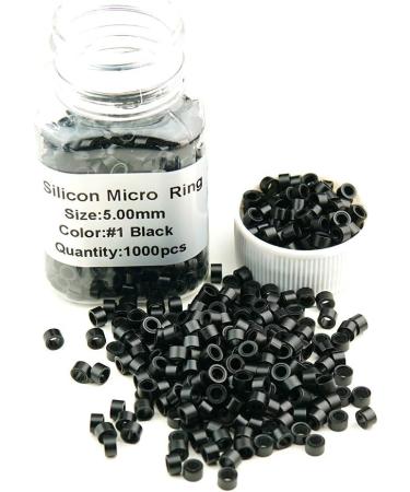 KOCONI 1000Pcs 5.0mm Silicone Micro Rings for Hair Extensions - #1 Black - Buy Online on GoSupps.com