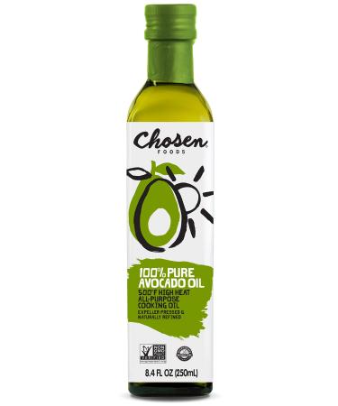 Chosen Foods 100% Pure Avocado Oil Keto and Paleo Diet Friendly Kosher Oil for Baking High-Heat Cooking Frying Homemade Sauces Dressings and Marinades (8.4 fl oz) 8.4 Fl Oz (Pack of 1)