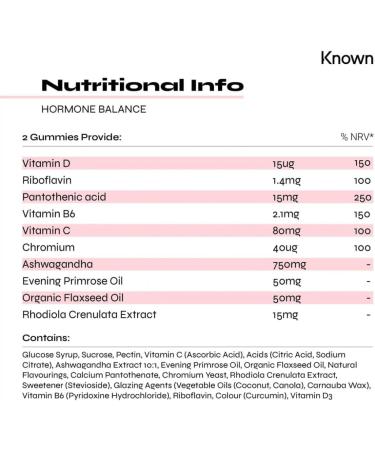 Known Hormone Balance Gummies: Natural Raspberry Flavour for Female Health | Vegan Gummies for Teenagers | 60 Gummies - Buy Online on GoSupps.com