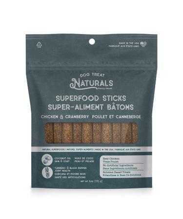 Chicken & Cranberry Superfood Sticks for Dogs | All-Natural Premium Training Dog Treats | Contains Turmeric for Joint Health | Made in USA | 6 Ounces
