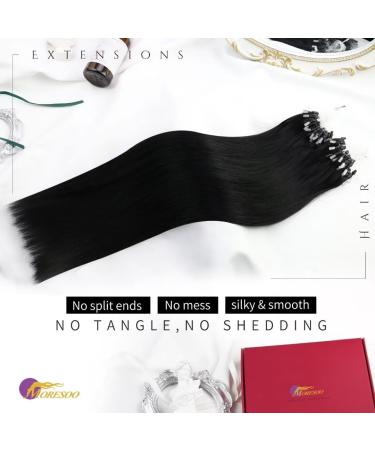 Moresoo Microring Extensions 1g Remy Real Hair - Black #1B - 40cm Cold Fusion Micro Loop Hair Extensions - Thick 50g - Buy Online on GoSupps.com