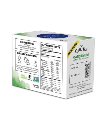 QuikTea Unsweetened Cardamom Chai Tea Latte - 10 Count Box - All Natural Authentic Chai - 5.64 oz (Pack of 1) - Buy Online on GoSupps.com