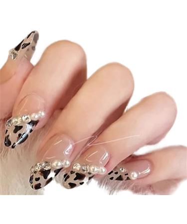 False Nails Short Sharp Full Cover Glue Included Glitter Leopard Print Press on Nails 24 Pieces Nail Art Tip with Box for Nail Salons and Women DIY Nail Art - Buy Online on GoSupps.com