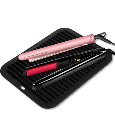 Large Heat-Resistant Styling Mat - 12x9 Silicone Flat Iron & Curling Iron Mat for Travel & Salon - Perfect for Hair Tools & Appliances Black - Buy Online on GoSupps.com