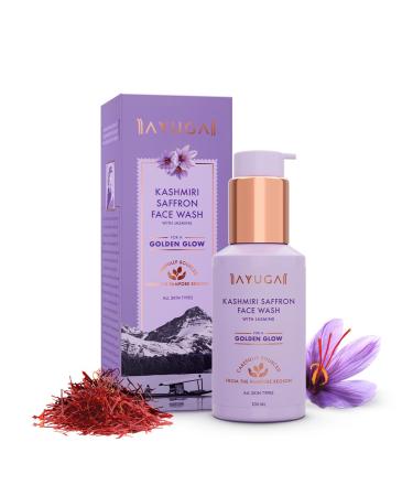 Ayuga Kashmiri Saffron Face Wash with Jasmine | Deeply Cleanses & Helps Give Glowing Skin | Gentle & Gel-Based Unisex Facial Cleanser | All Skin Types | 3.38 Fl Oz/100ml