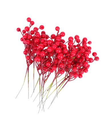 Zerodeko 16pcs Christmas Tree Picks Green Tinsel Garland Christmas Holly Stem Floral Picks with Wire Fruit Decor Christmas Tree Decorations Simulation Berries Picks Wreath Red Artificial