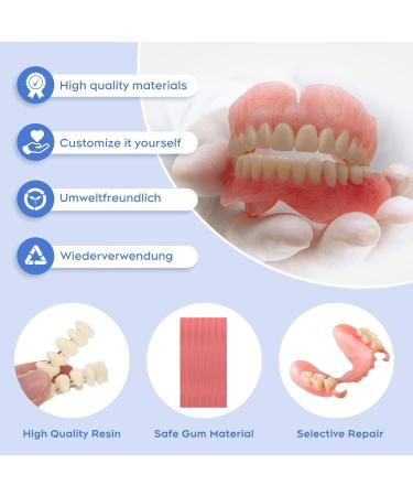 Denture Do it Yourself Full Set of Top and Bottom Fake Teeth for Improve Smile DIY Kit Easy and Convenient Fake Teeth Repair Missing Teeth Protect Your Teeth -0124 red - Buy Online on GoSupps.com