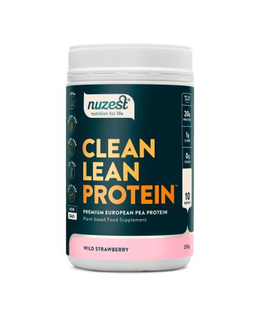 Nuzest - pea protein powder - Clean lean protein - wild strawberry - vegan protein shake - plant -based low -calorie & carbohydrate - low -gluten - milk -free - milk -free - 250g (10 portions) strawberry 250g