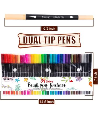 34 Dual Brush Tip Coloring Markers for Adults - Fine Tip Calligraphy Pens for Journaling, Drawing, and Doodling - Buy Online on GoSupps.com