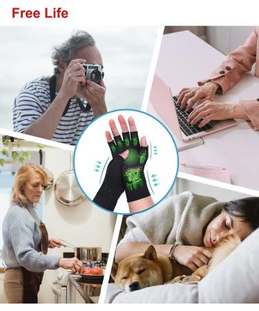 Copper Arthritis Gloves - High Copper Content, Non-slip, Fingerless Compression Gloves for Men and Women - Relieve Hand Pain, Swelling, Carpal Tunnel - Medium Size (M) - 2 Pairs - Buy Online on GoSupps.com