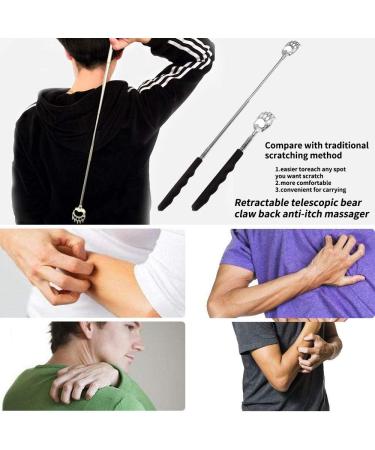 Premium Telescopic Back Scratcher - Stainless Steel Hand Massager with Rubber Grip - Perfect for Itchy Spots - International Shipping Available - Buy Online on GoSupps.com