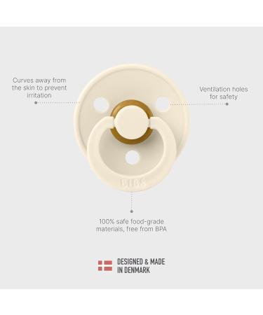 BIBS Colour Pacifier 2-Pack - BPA-Free Jaw-Friendly Natural Rubber | Fossil Grey/Mauve | 0-6 Months | Made in Denmark - Buy Online on GoSupps.com