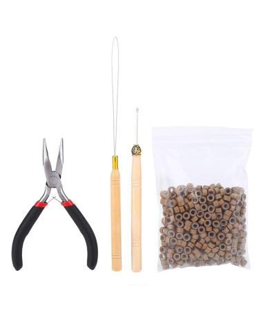 Nobrand's wig connection kit-four-part wig tool set pliers climbing pens with 500-part microring extensions hair deflection microring needle Zonge Khaki